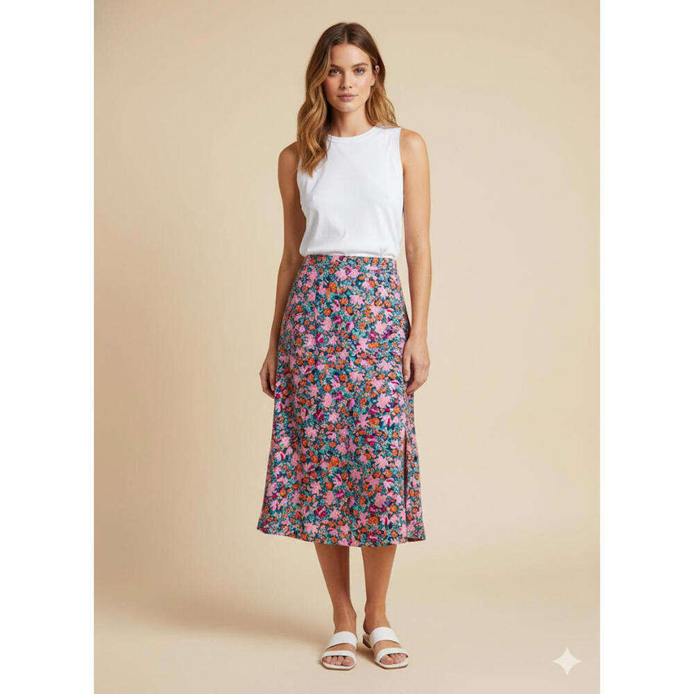 LOFT Floral Midi Skirt 14 Cottagecore ditsy floral Elevated